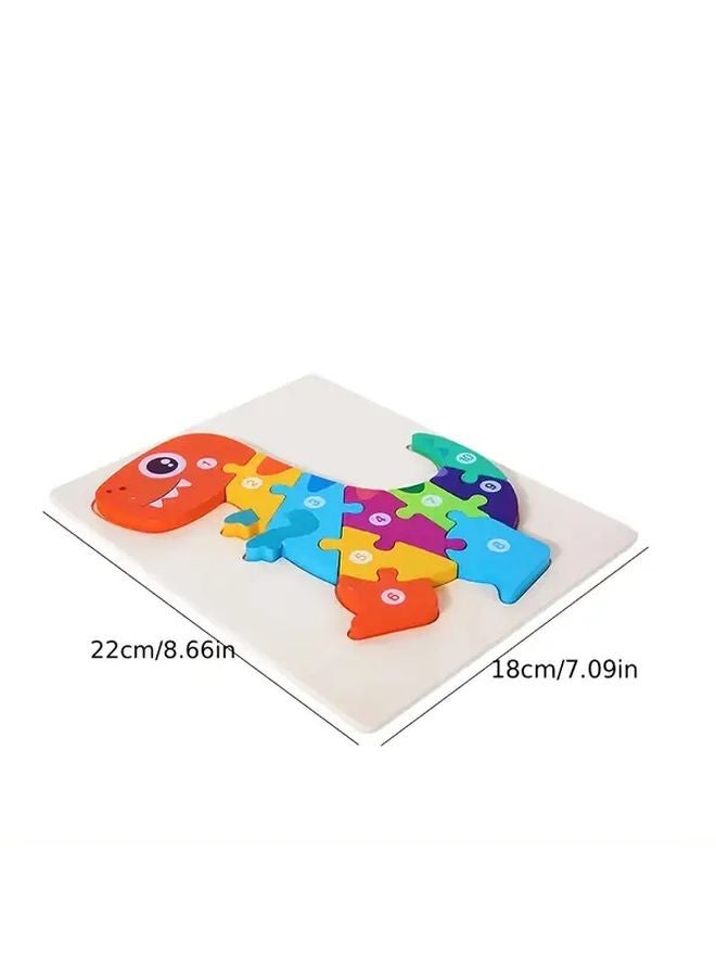 4 Piece Set Wooden Dinosaur Puzzle Toys 6 Designs Educational Gift - Image 2